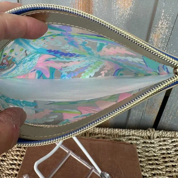 Lilly Pulitzer Clear Zip Top Pouch Travel Cosmetic Sweet Escape - Picture 8 of 10